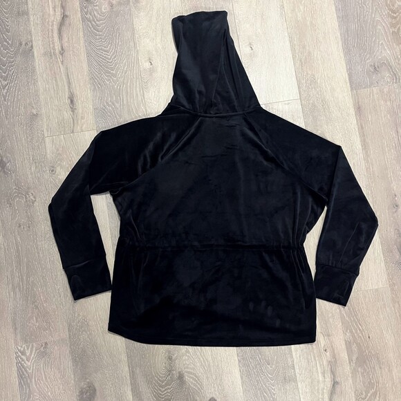 Nine West Active Black Velvet Zip Up Hoodie Large - Picture 8 of 9